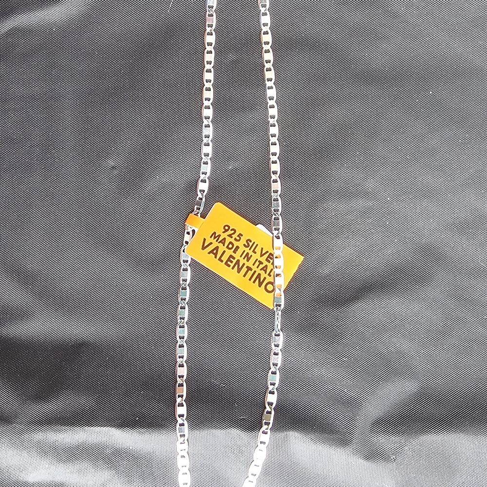 Valentino Silver Box-Link Chain Necklace with Orange Tag